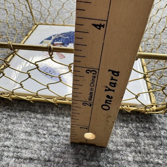 Christmas Basket Gold Wire Square With Center Tile Snowmen Let It Snow Holiday‎ - Picture 9 of 10